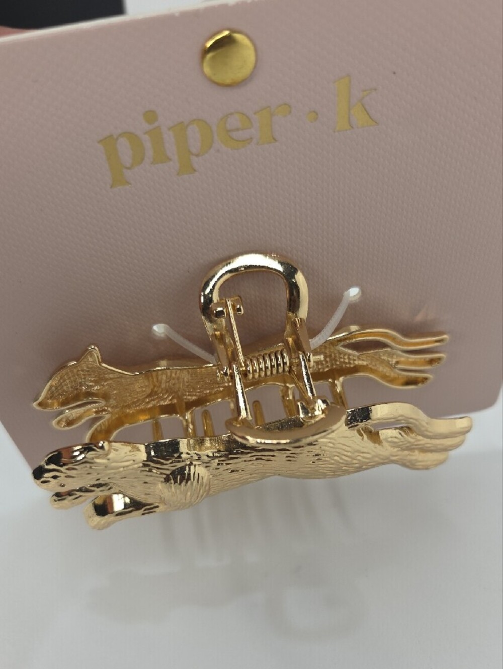 🐆▪️Piper k ▪️uk Exclsive Gold Leaping Cheetah Metal Hair Claw Clip - Picture 5 of 7